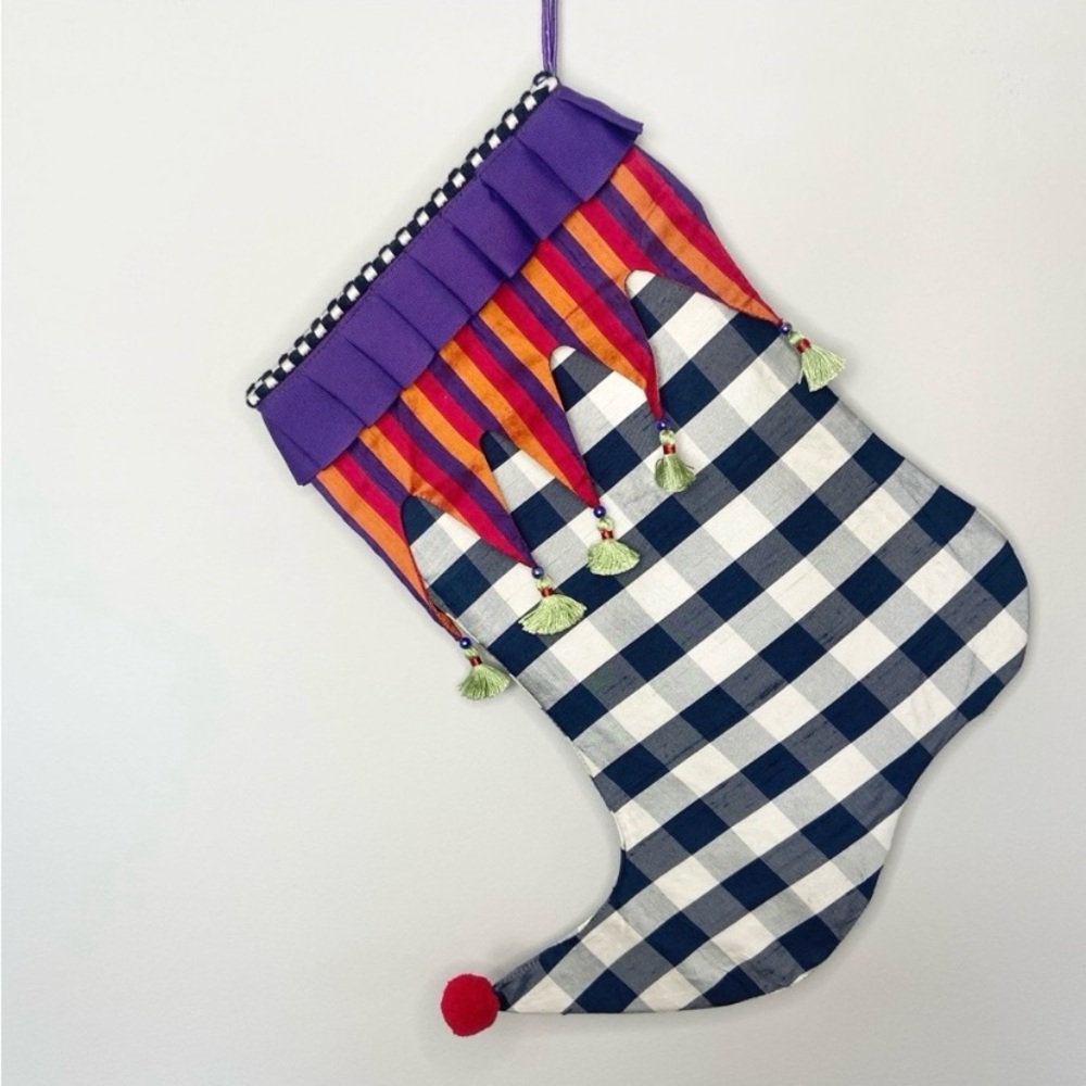 Mackenzie-Childs Christmas Jester 100% Silk Stocking